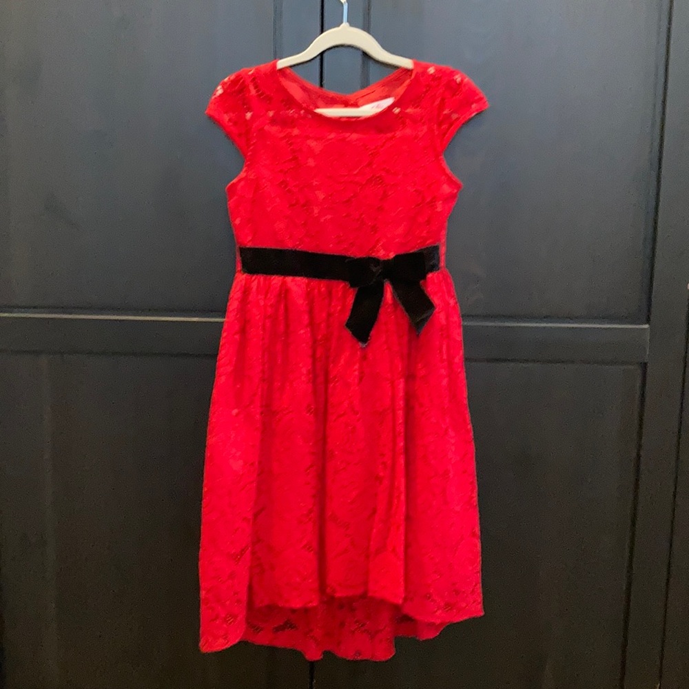 Justice red lace girls dress